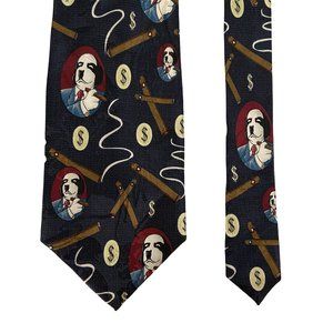 Big Dog Men's 100% Silk Novelty Necktie Cigars Money Theme Navy Blue 56"…
